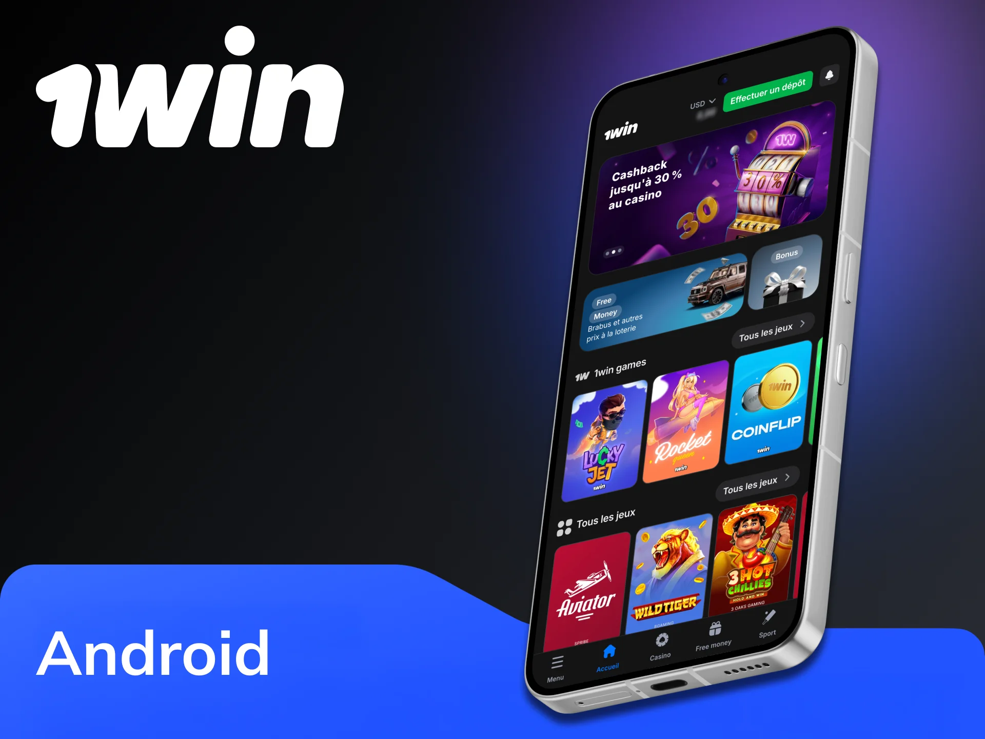 Téléchargez l'application mobile 1win pour les appareils Android.