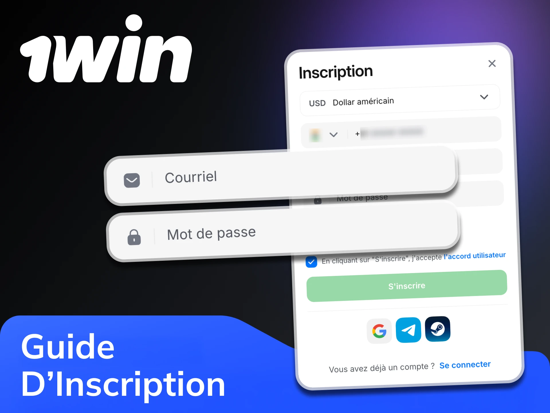 Suivez les étapes pour vous inscrire sur la plateforme 1win.