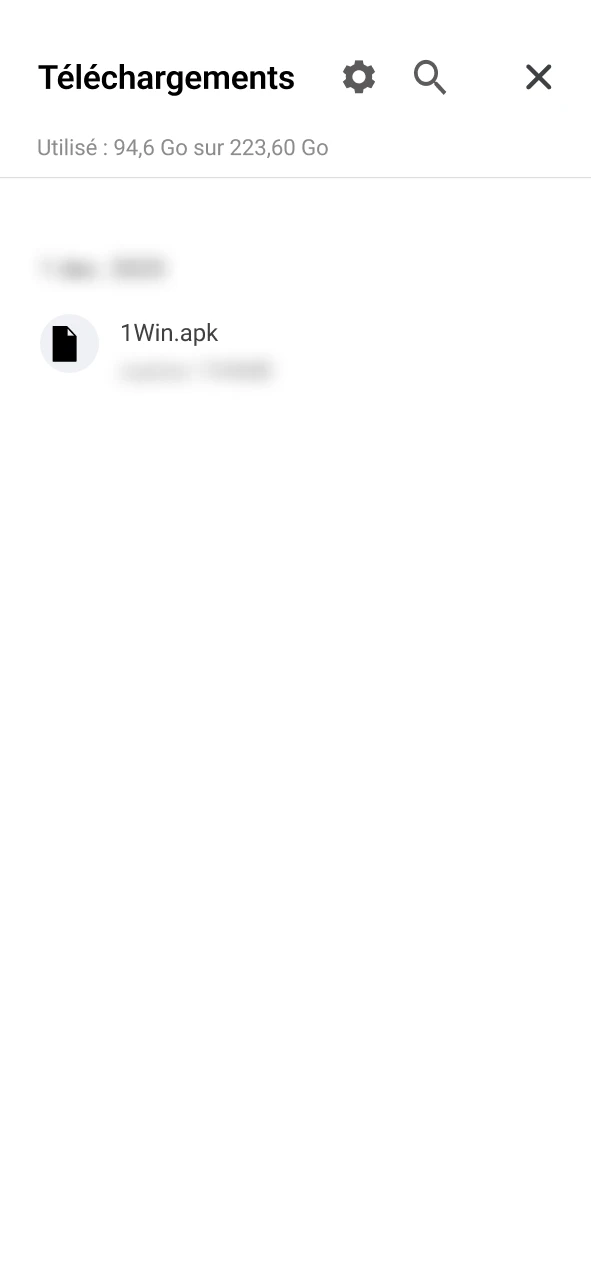 Recherchez l'APK 1Win dans le dossier des téléchargements de votre téléphone.