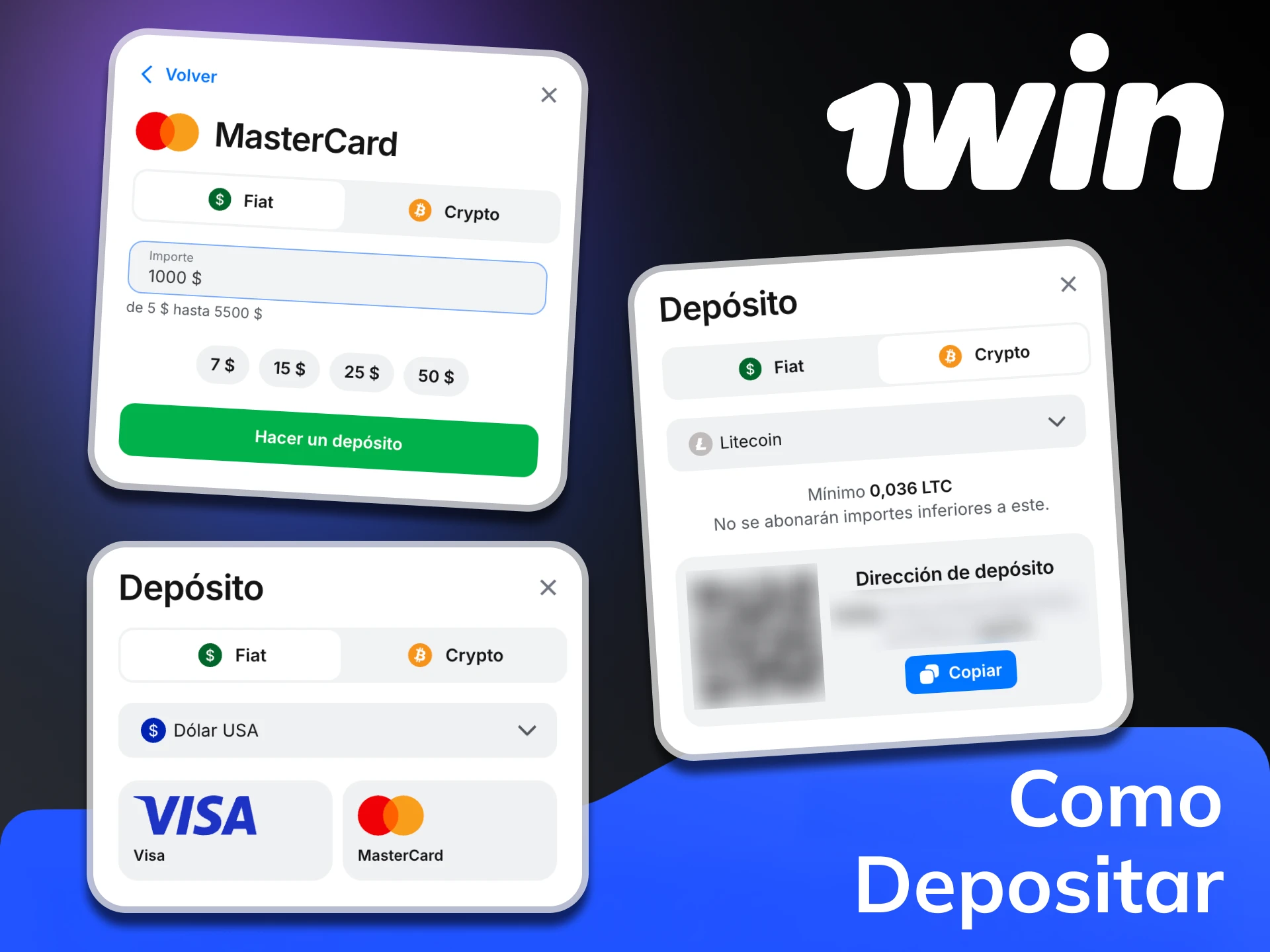 Empieza a realizar depósitos después de registrarte en la aplicación 1Win.