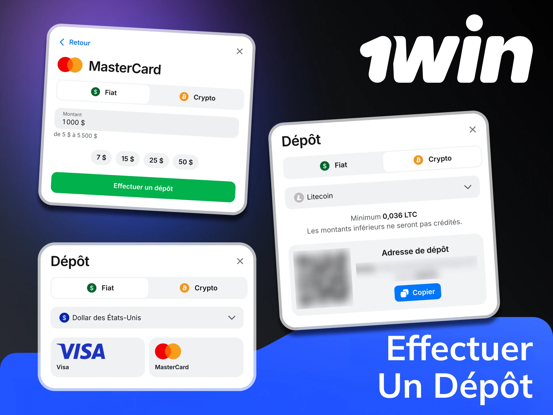 Commencez à effectuer un dépôt après vous être inscrit sur l'application 1Win.