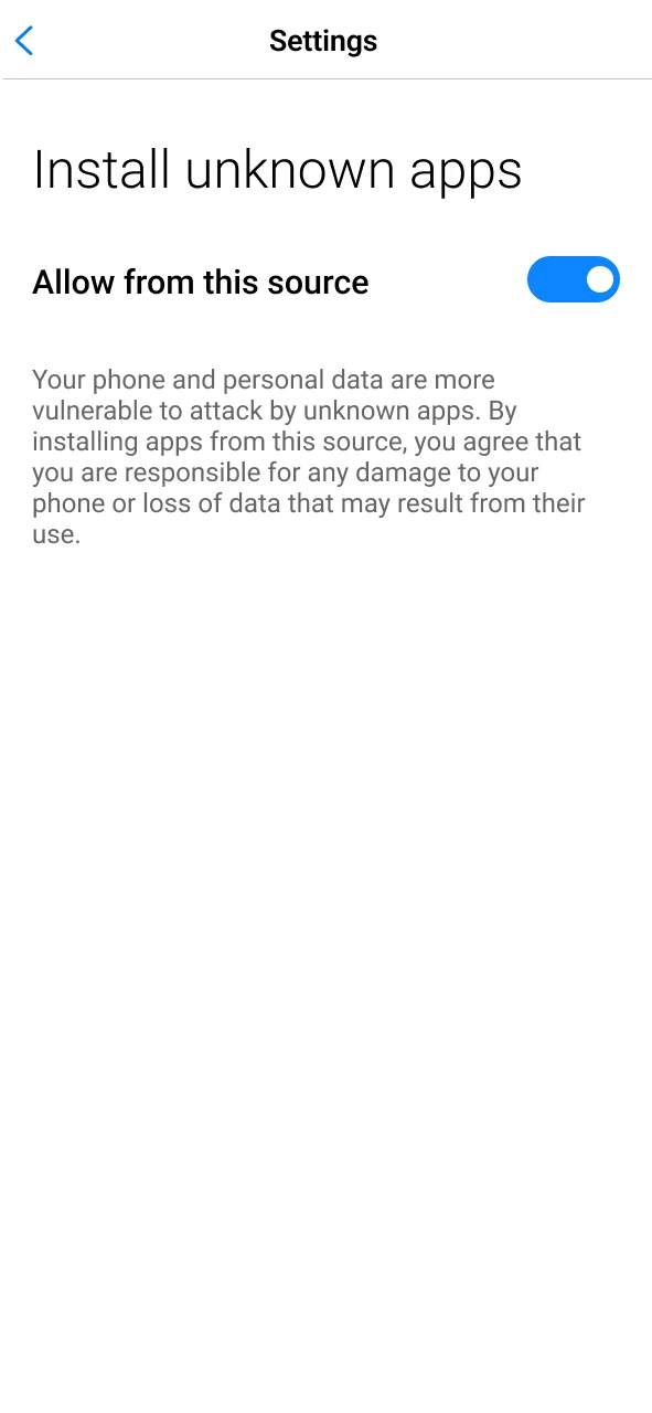 Allow the installation of 1Win app on your device.