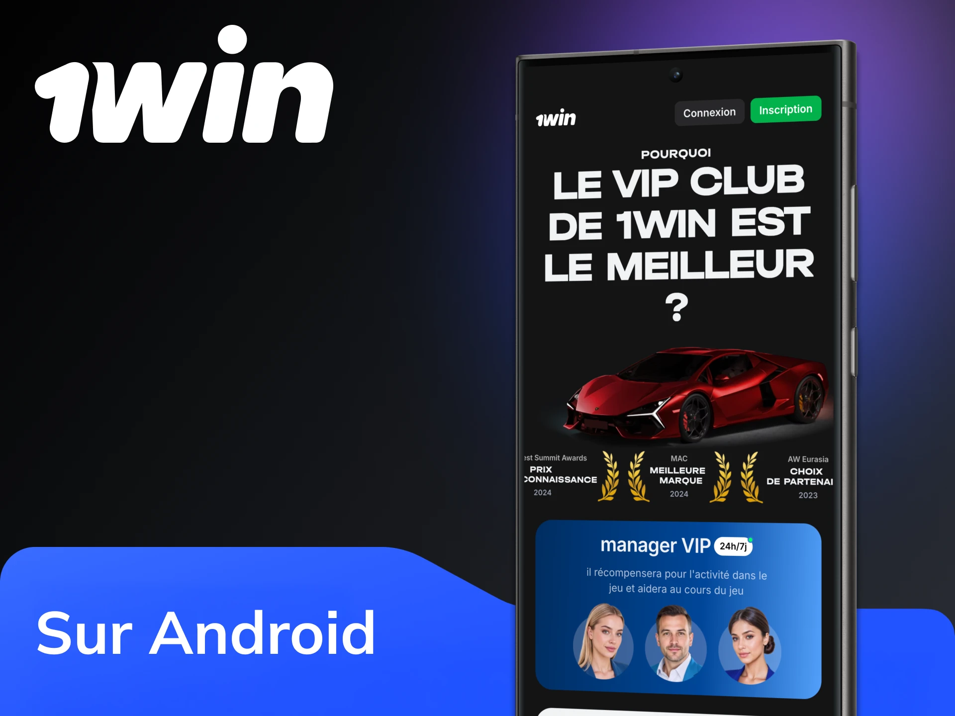 L'application Android 1Win dispose d'une interface rapide et pratique.