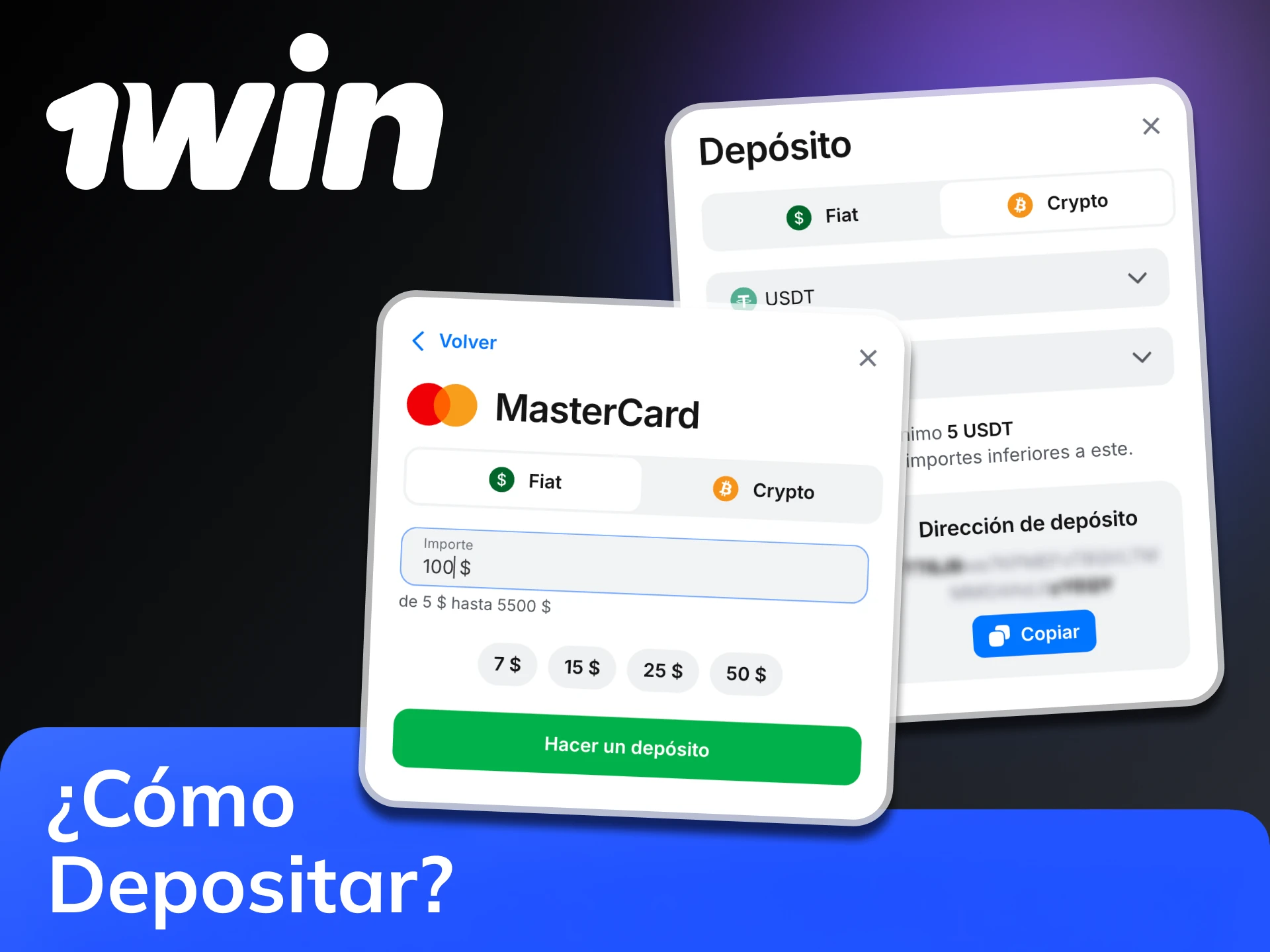 Sigue una guía rápida para depositar fondos en tu cuenta 1win.