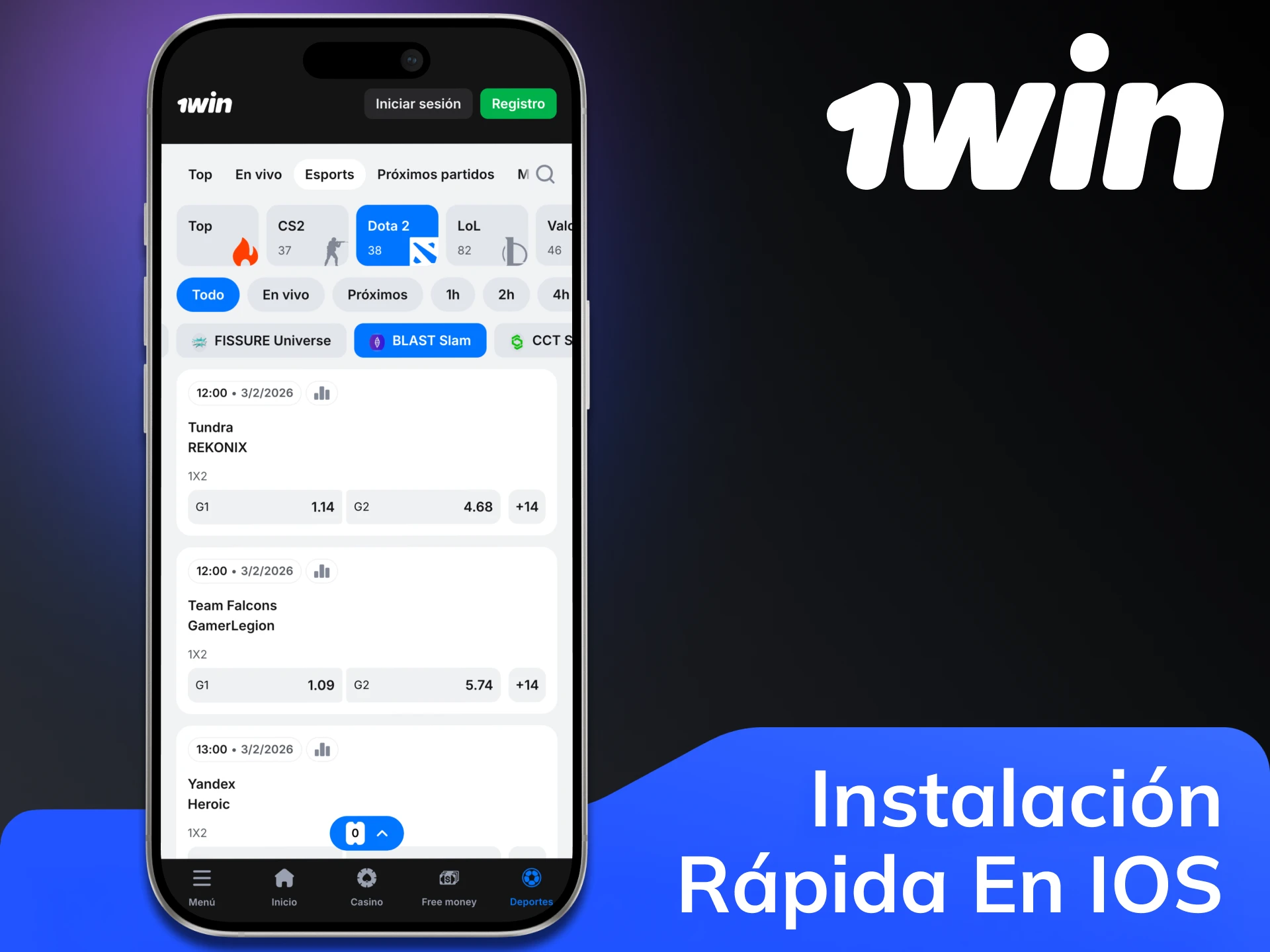 Instala la versión PWA de 1Win para iPhone y iPad.