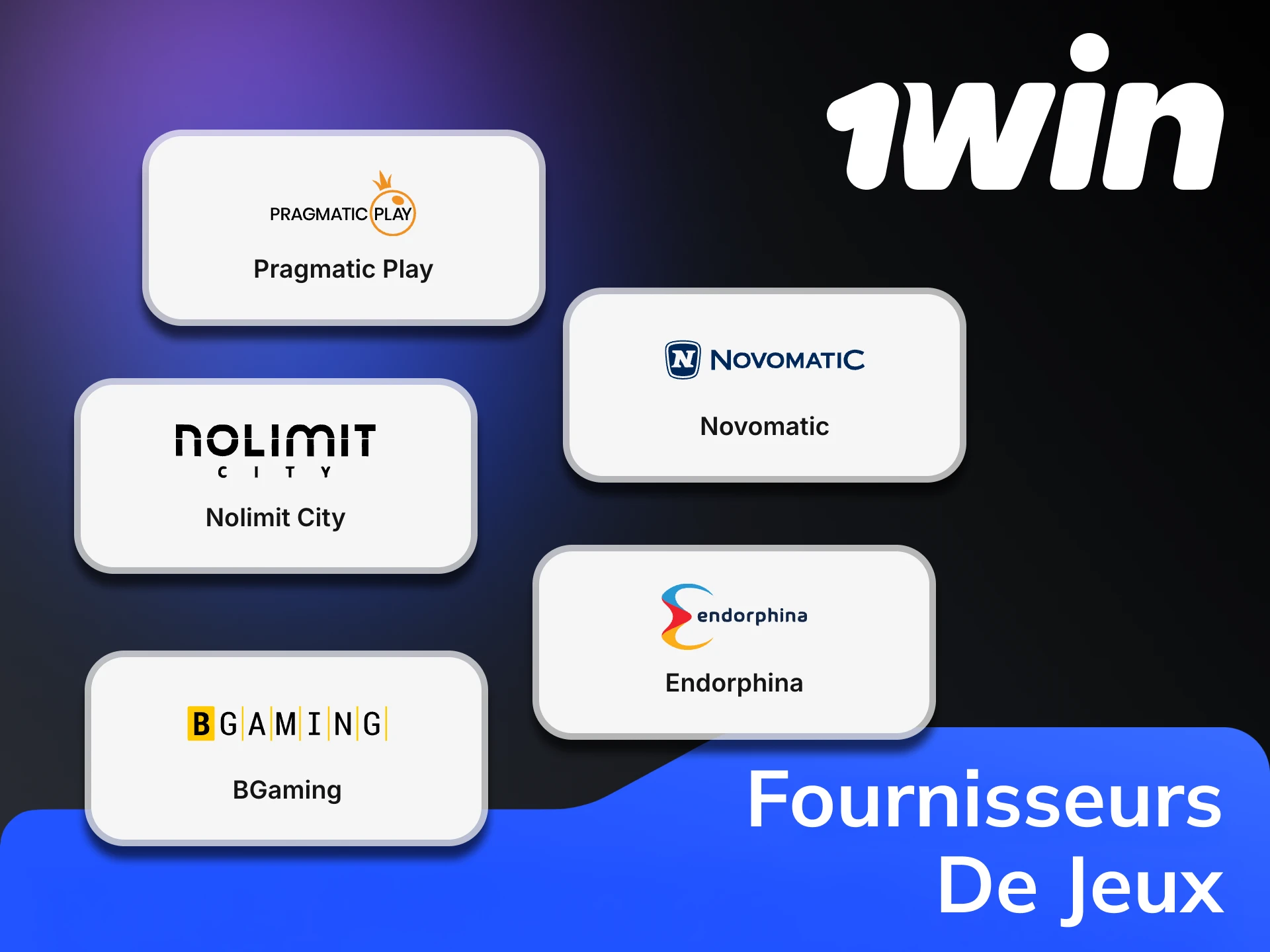 La plateforme 1Win ne coopère qu'avec des fournisseurs de jeux de confiance.