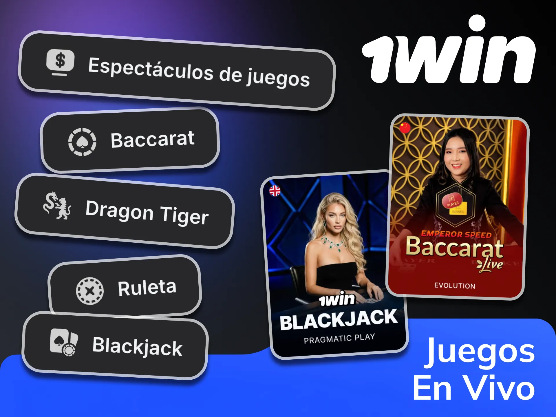 Prueba los juegos con crupieres en vivo en el casino 1win.