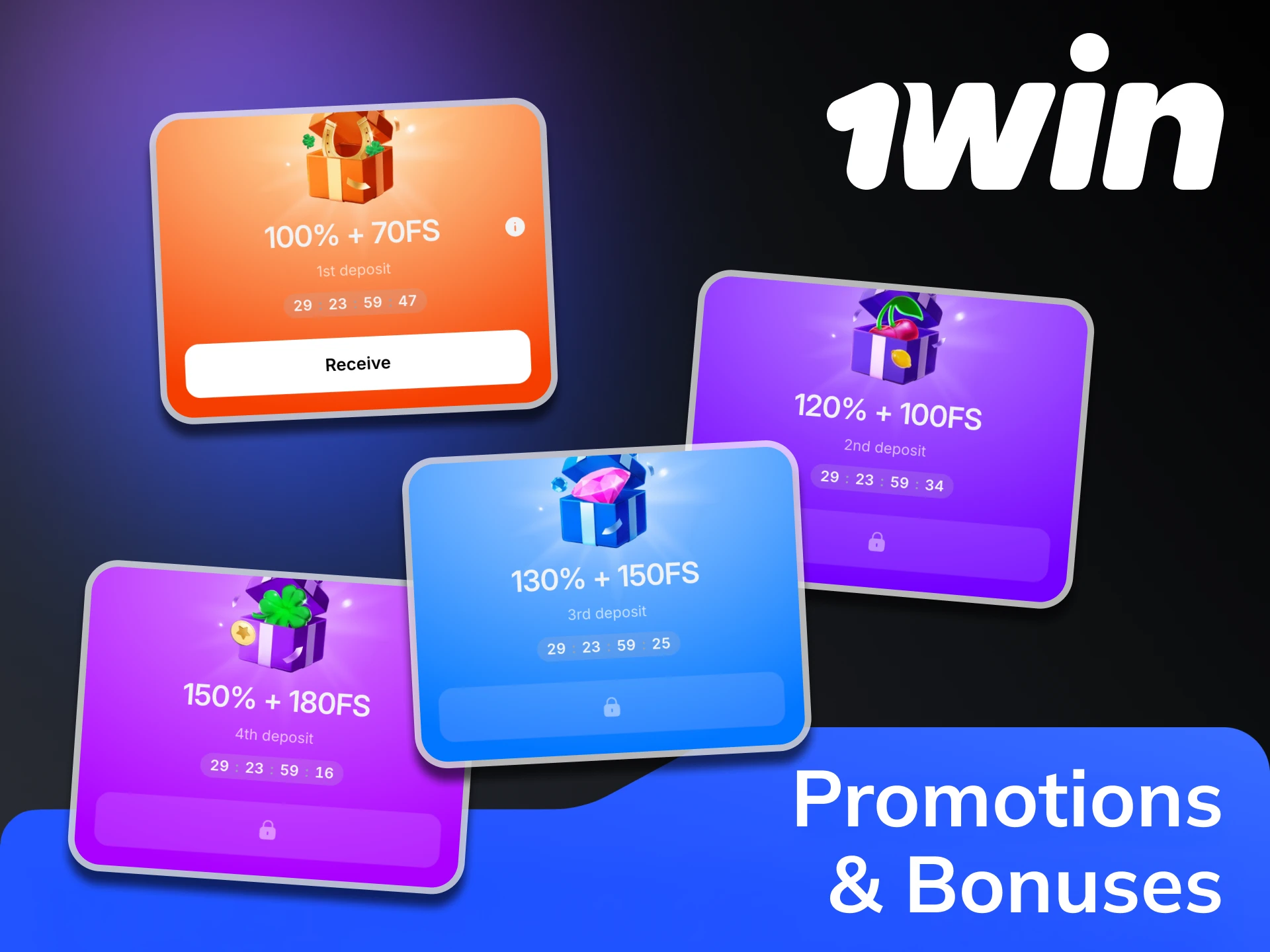 Get access to the bonus program at 1win platform.