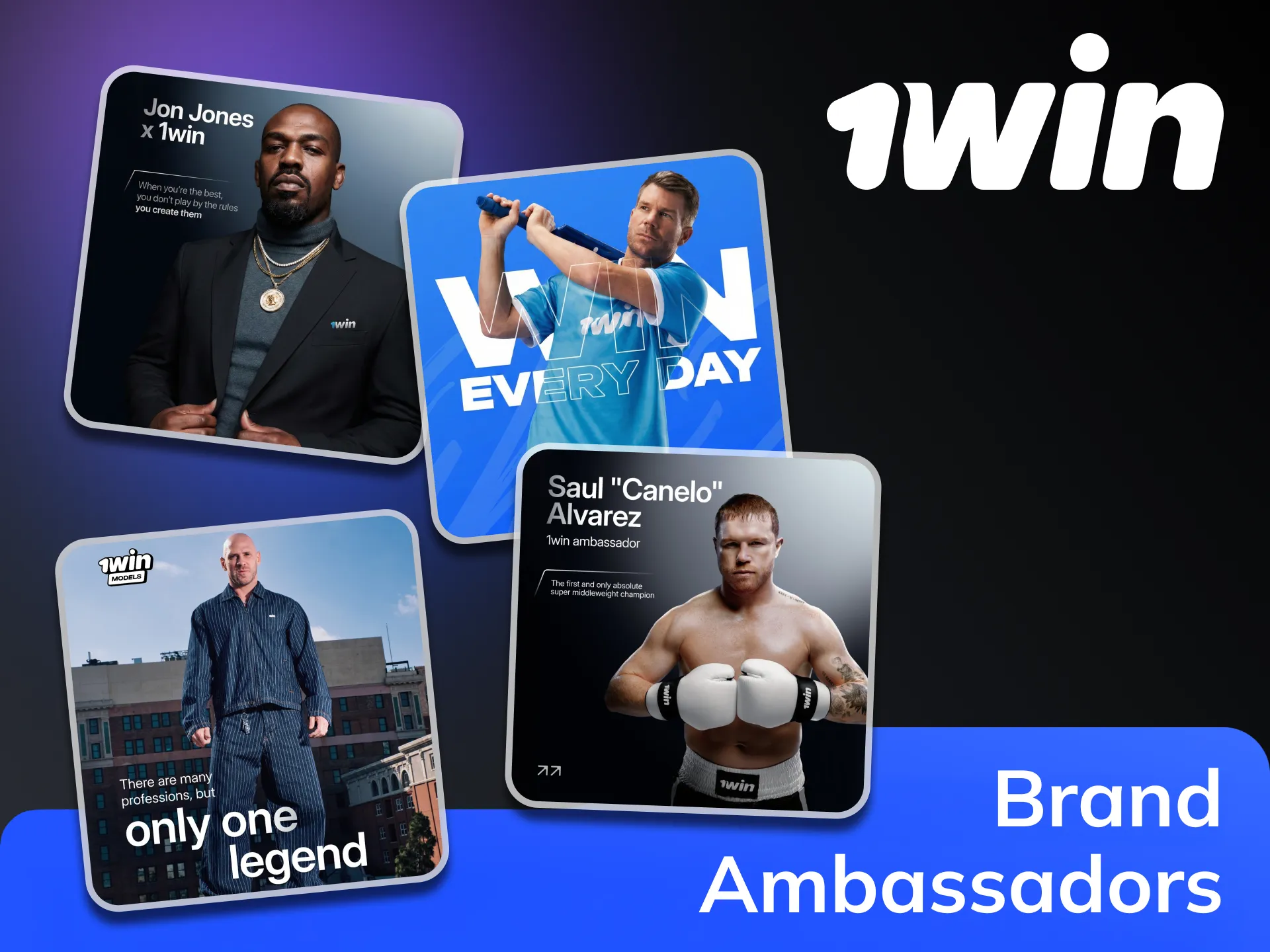 1Win engages ambassadors from various media industries.