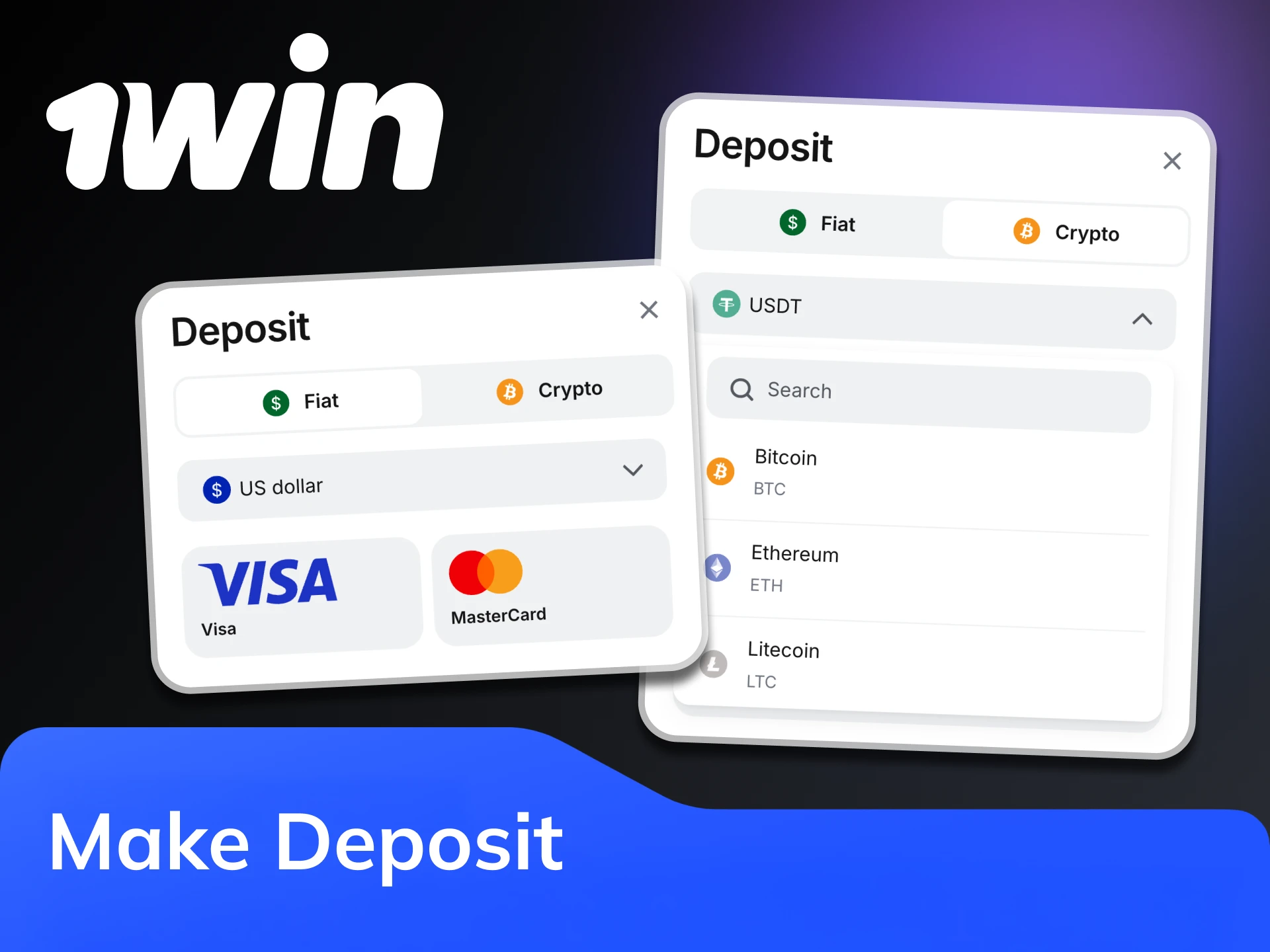 Follow the steps to top up your 1win account.