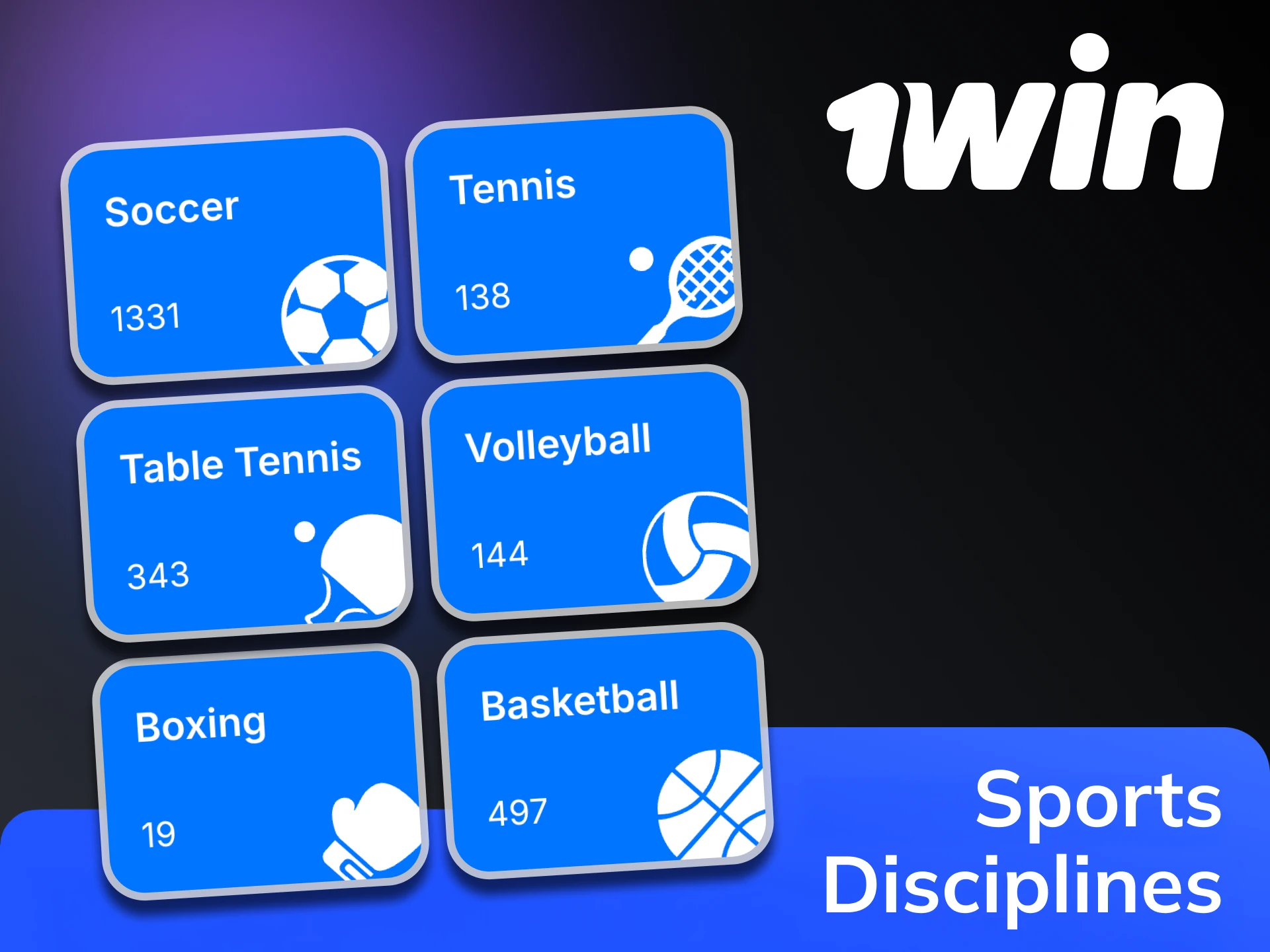 1win offers to bet on the most popular sports and competitions.