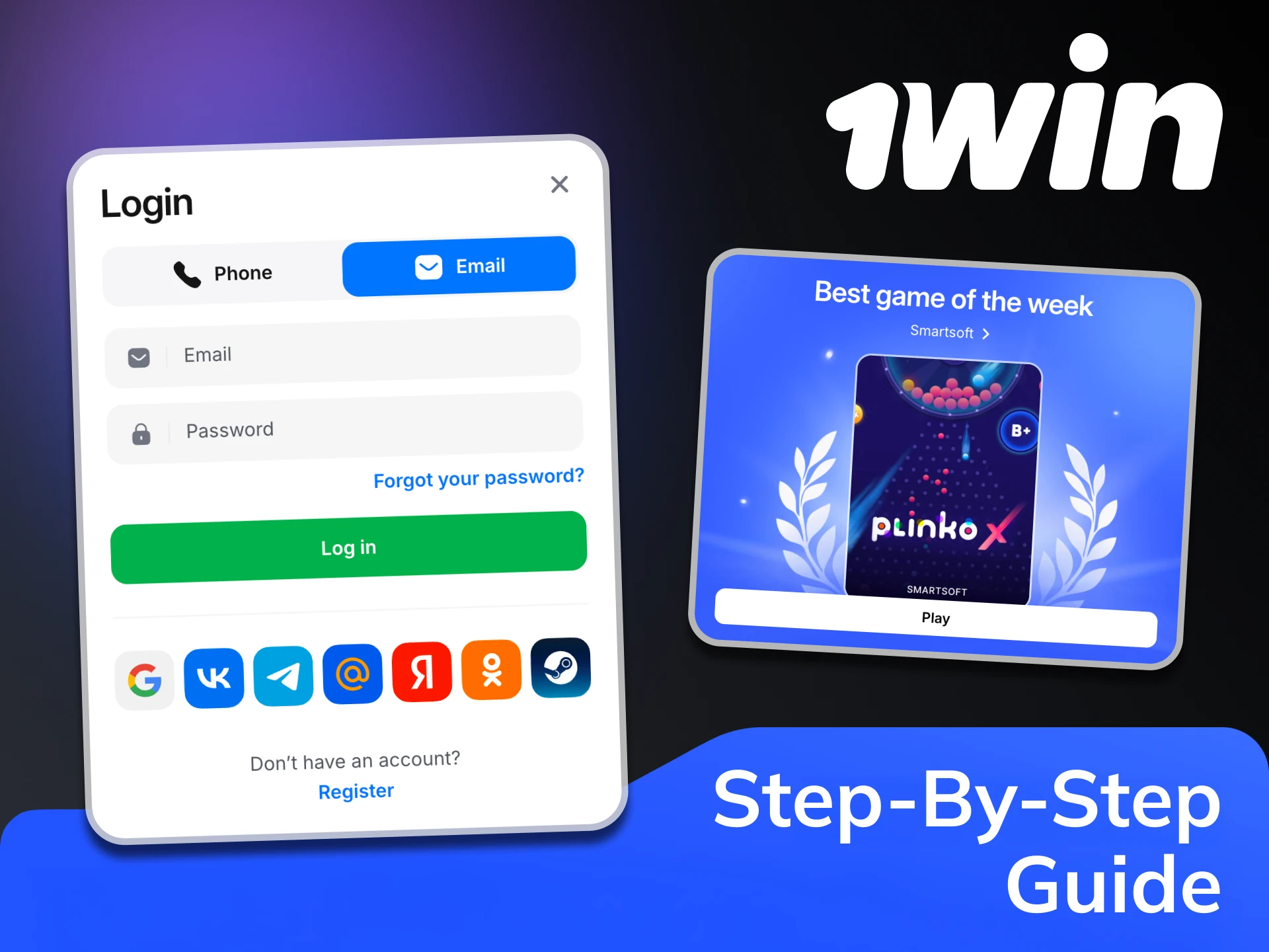 Register and start playing casino or place a bet at 1win.