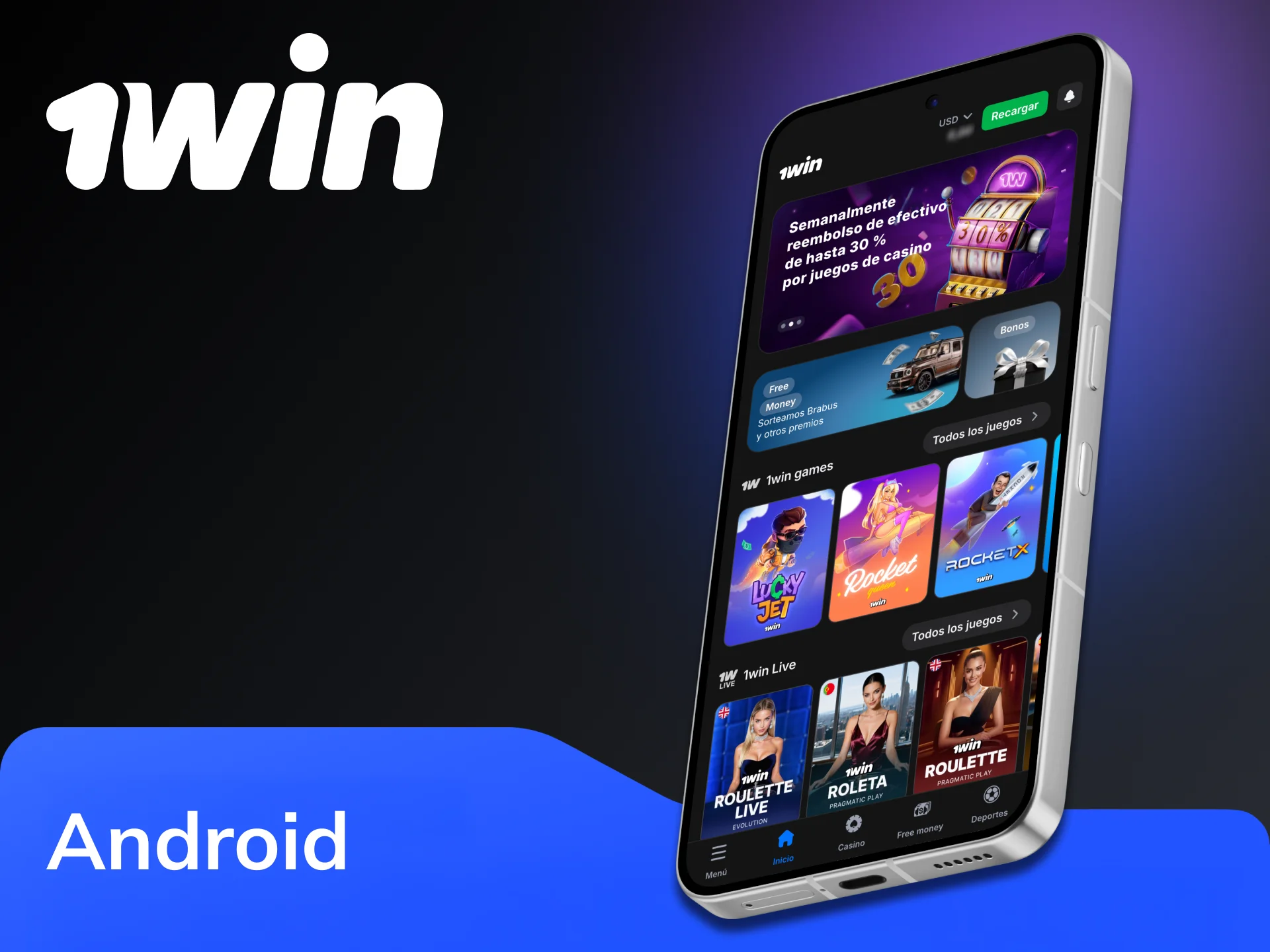 Descarga la aplicación móvil 1win para dispositivos Android.