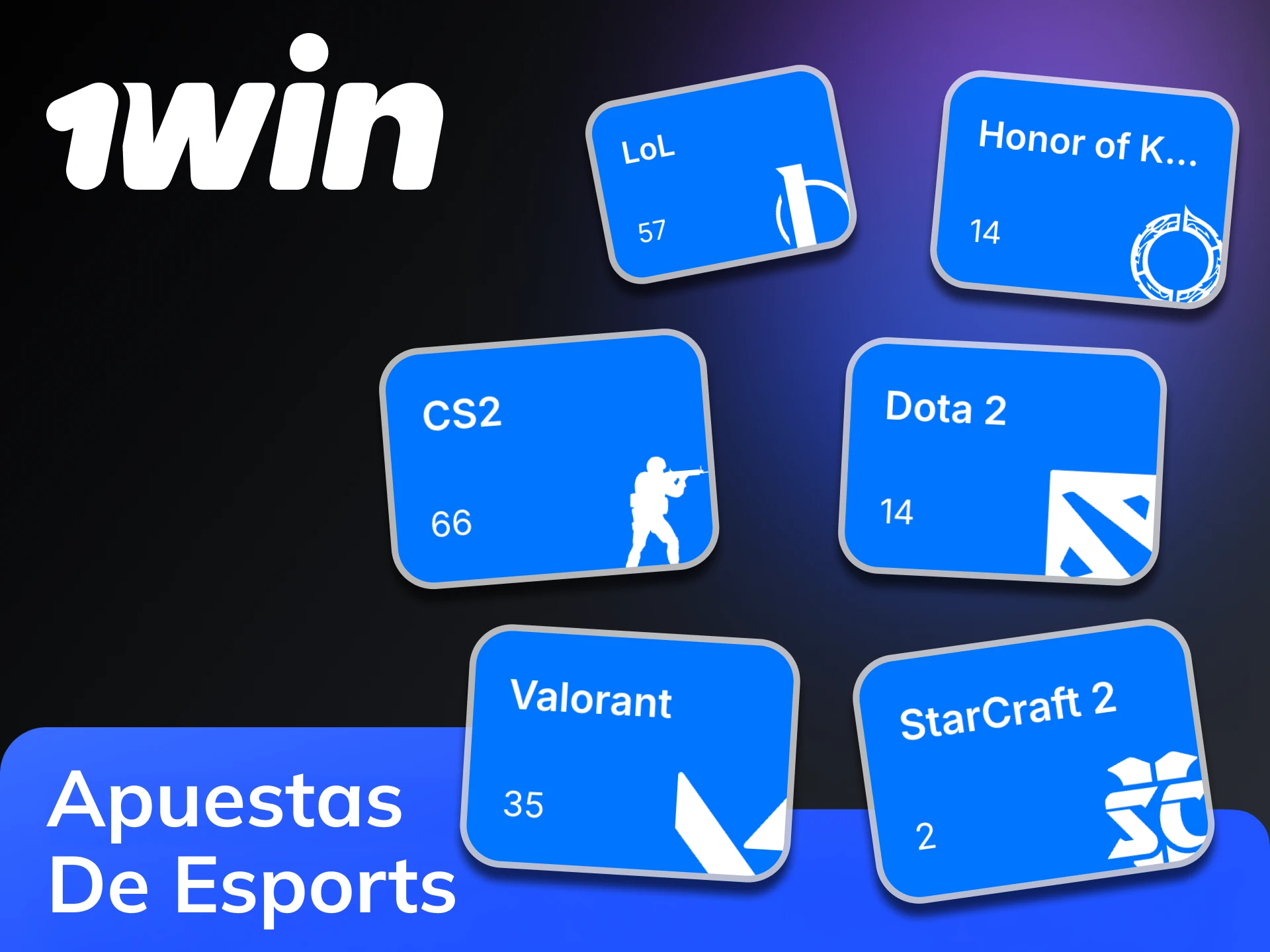 En 1Win puedes encontrar varias categorías de apuestas de deportes electrónicos.
