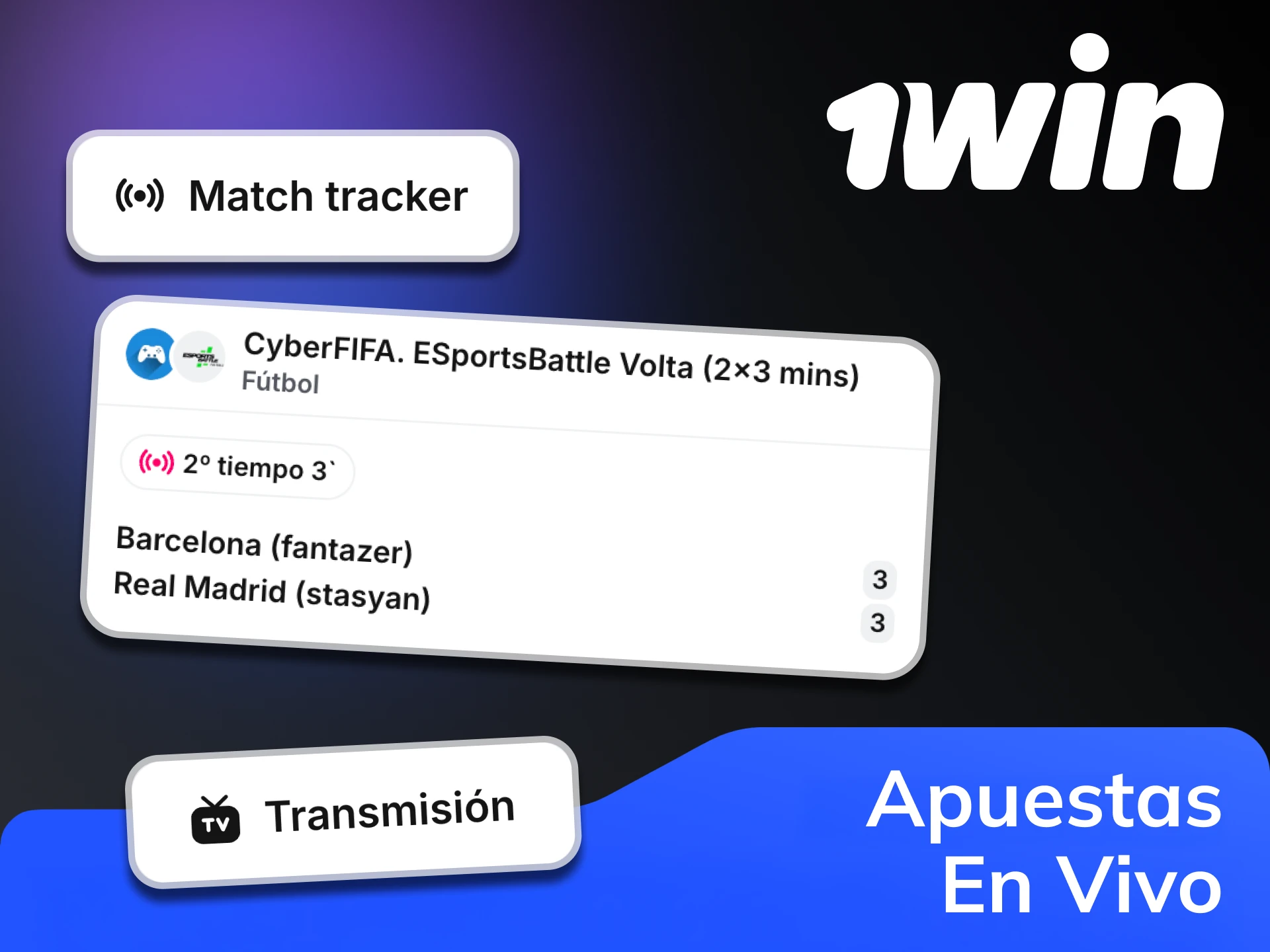 Prueba a realizar apuestas en partidos en tiempo real en 1win.
