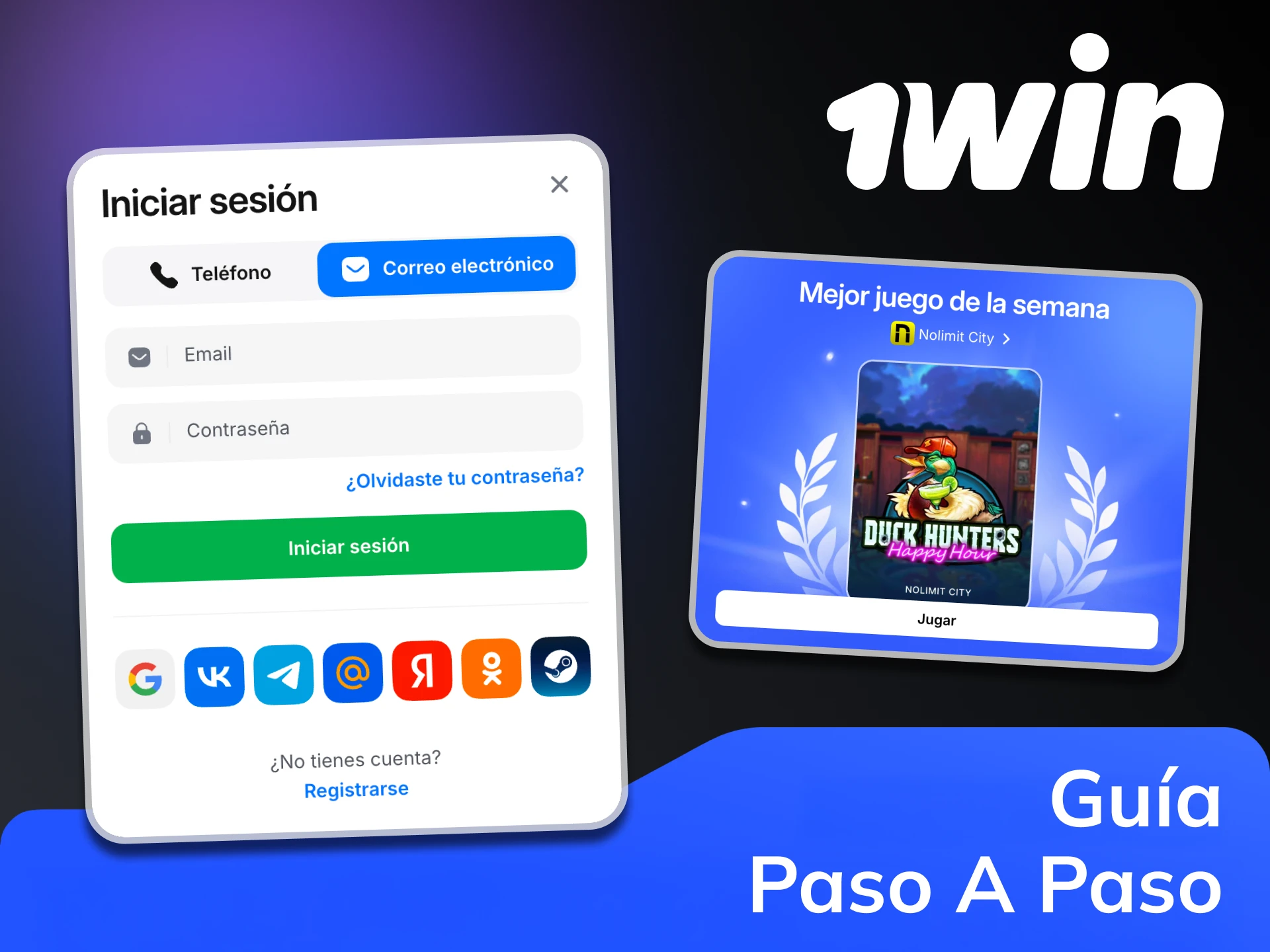 Regístrese y comience a jugar al casino o haga una apuesta en 1win.