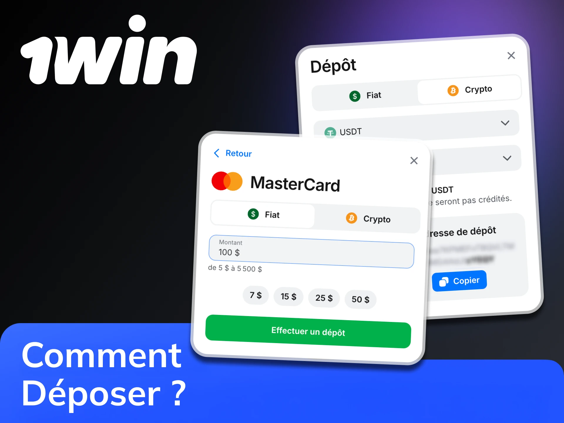 Suivez un guide rapide pour approvisionner votre compte 1win.