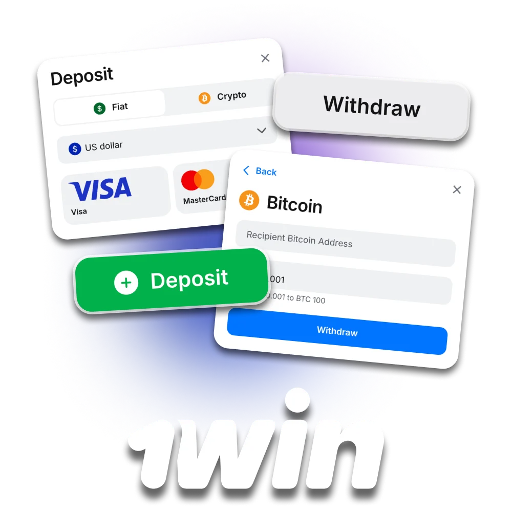 Make deposits and withdraw winnings safely with 1Win platform.