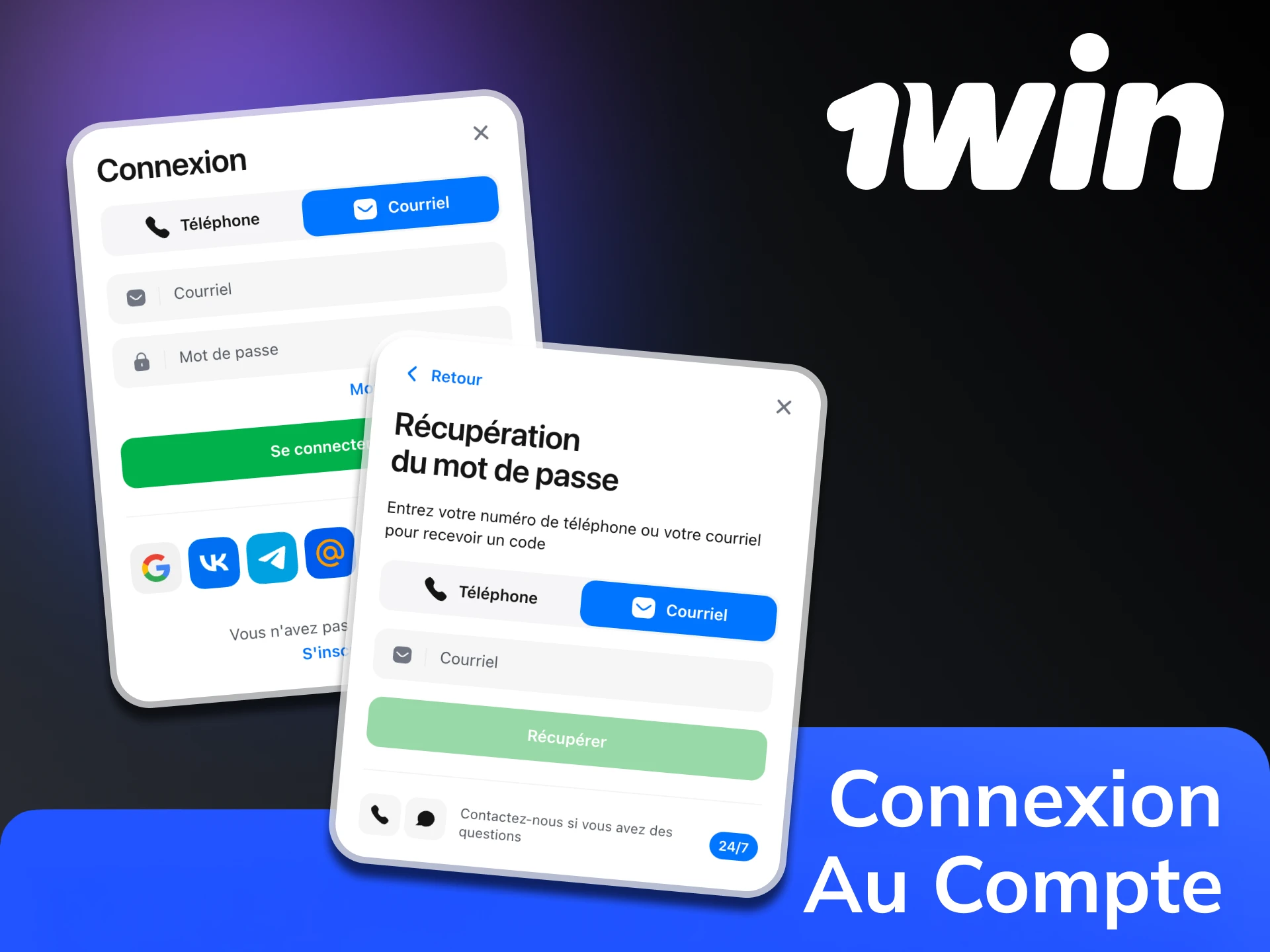 Vous pouvez vous connecter à votre compte 1Win après votre inscription.